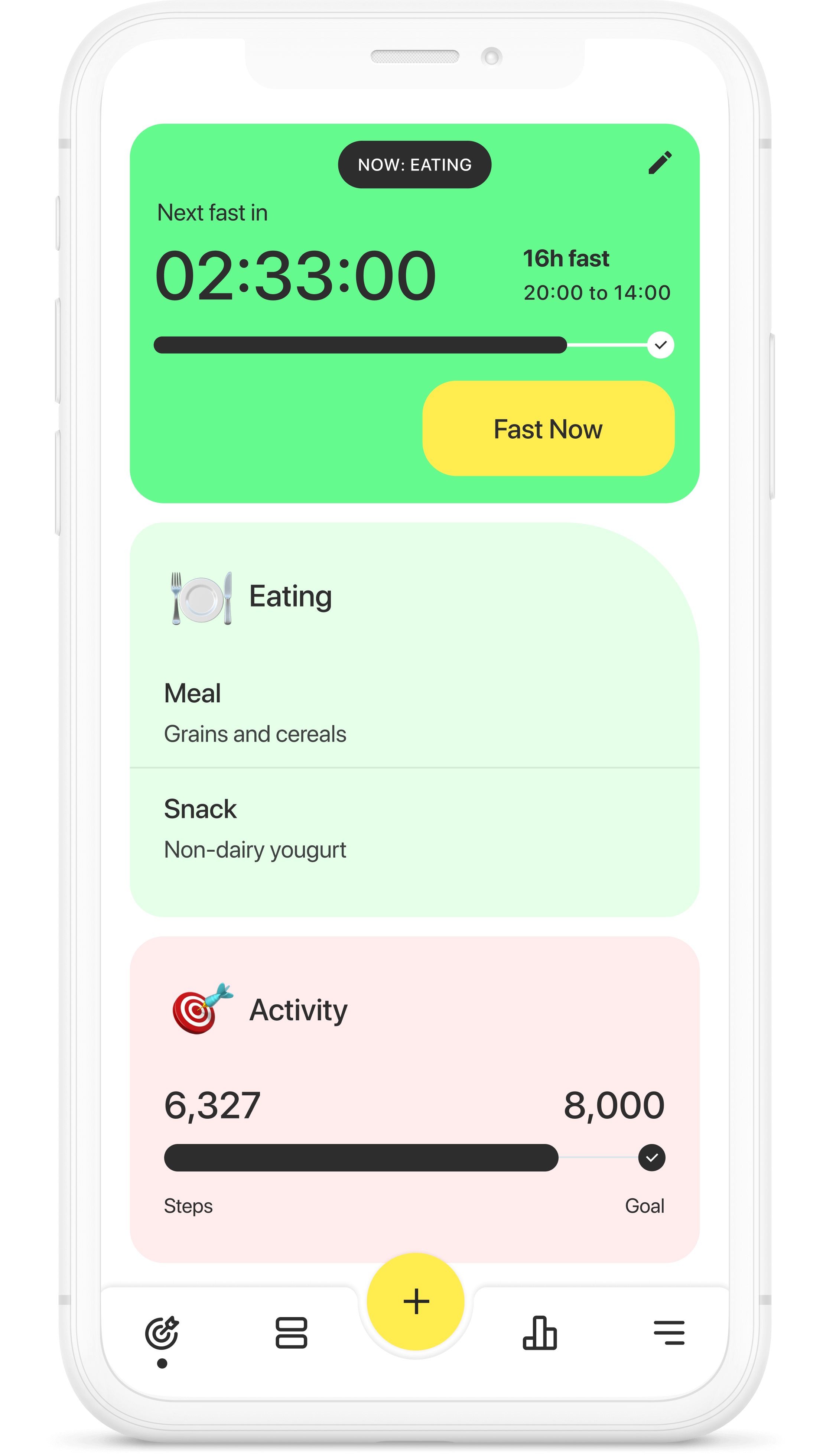 WAIT app — main timer screen showing next fast countdown